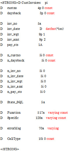 図 4: UDTF で SQL から RPG に渡されるパラメーター